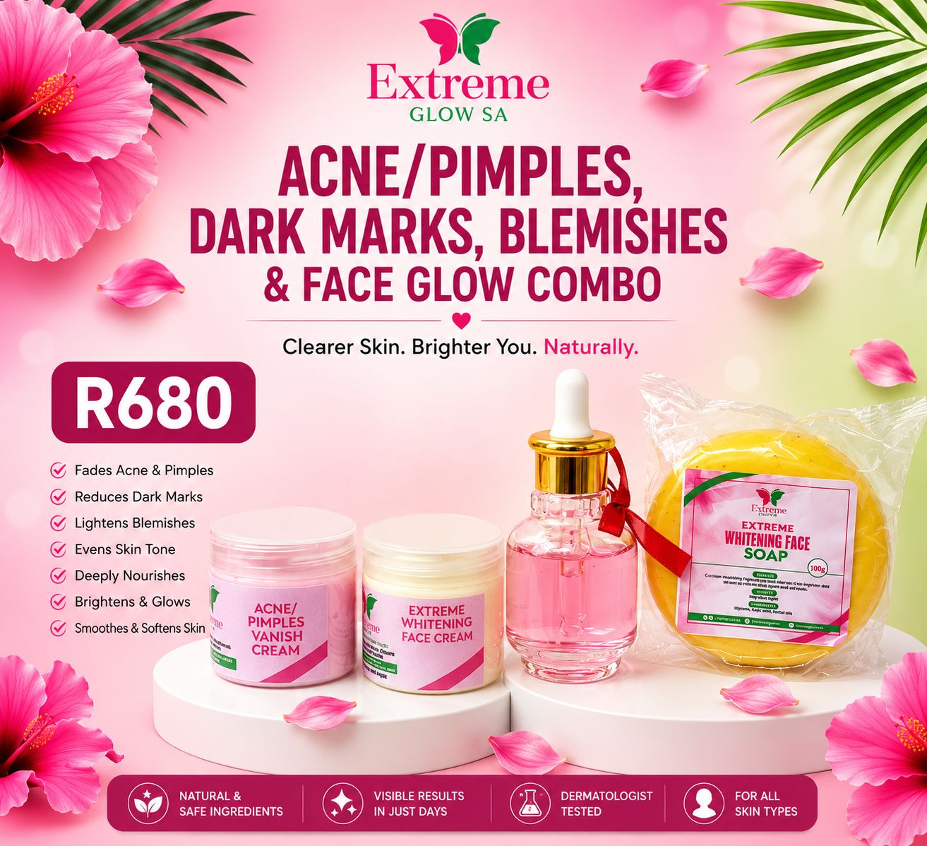 Acne/Pimples, Dark Marks, Blemishes & Face Glow Combo
